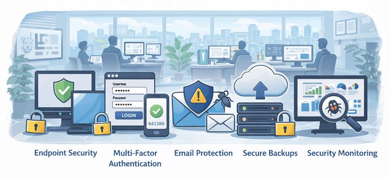 What Cybersecurity Protections Should a 20–50 Employee Business Have in 2026?