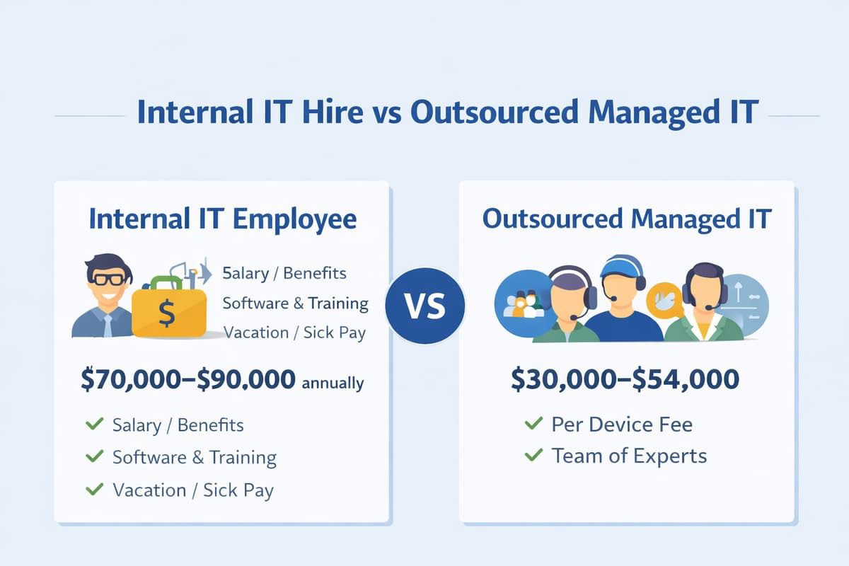 Should a 25-Employee Company in Little Rock Hire Internal IT or Outsource IT?